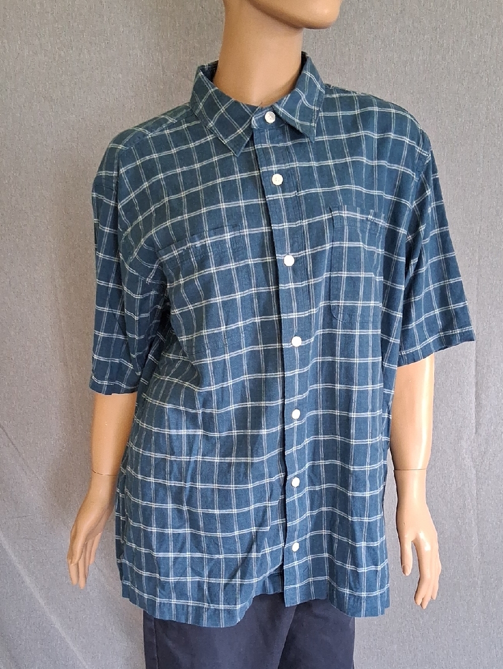 Orvis Blue Plaid Short-Sleeve Button-Down Shirt
